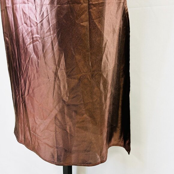 Free People Intimately Metallic Slip Dress Size M Sunset Shimmer Bronze Midi NWT - Picture 5 of 14